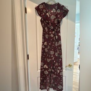 Emory Park Burgundy Floral Maxi Dress